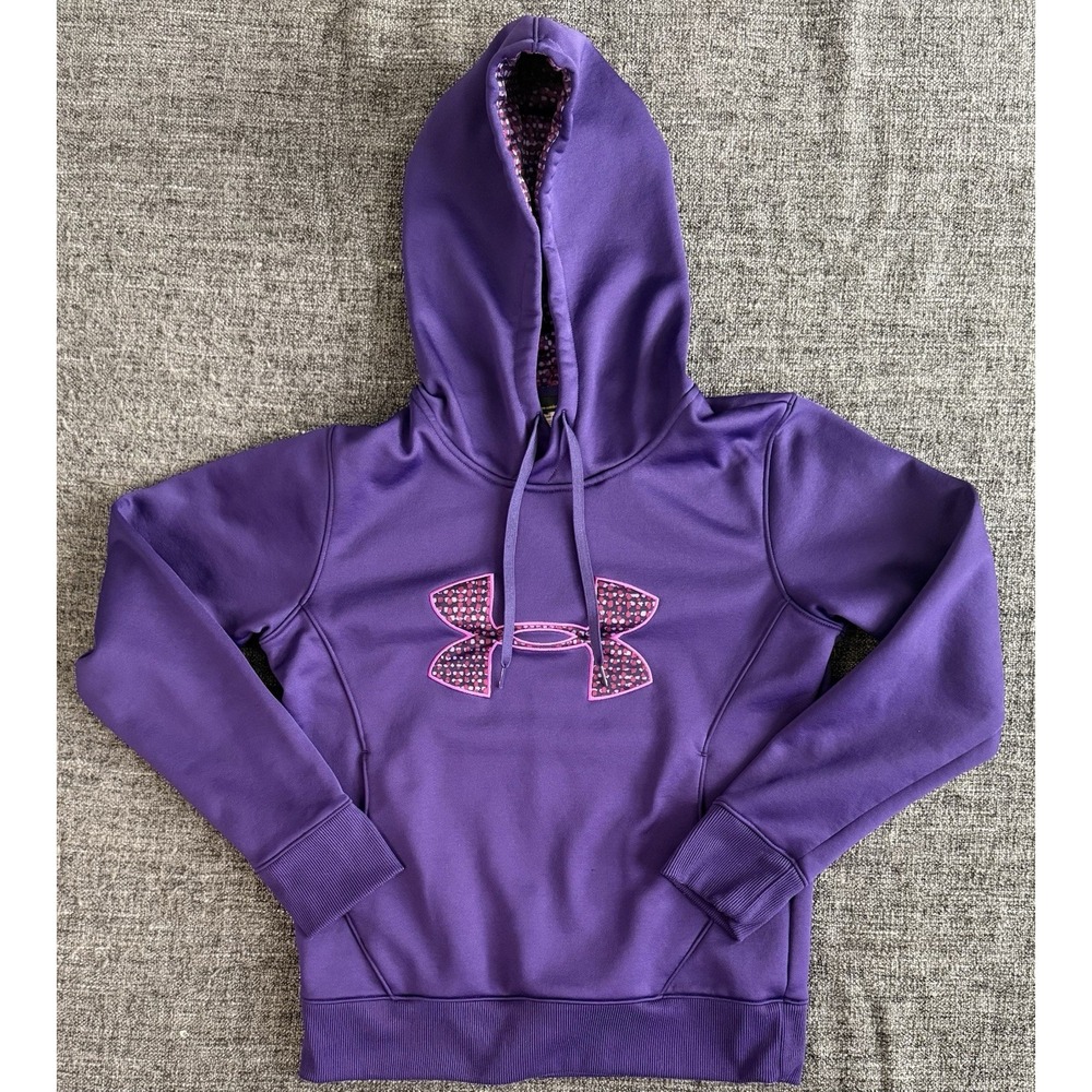 Under Armour Womens Purple Logo Hoodie Sweatshirt Athletic SM/P Small